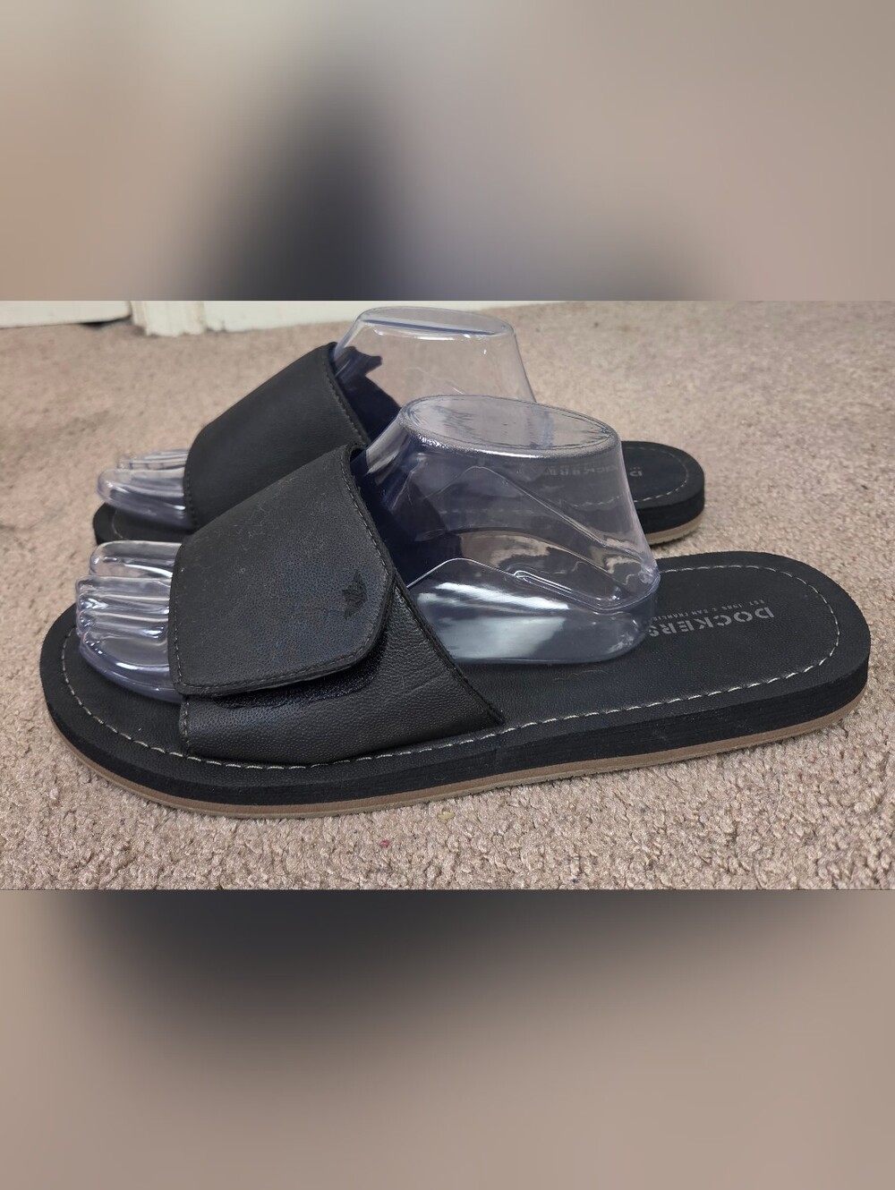 Men's Black Slide Sandals with Adjustable Strap